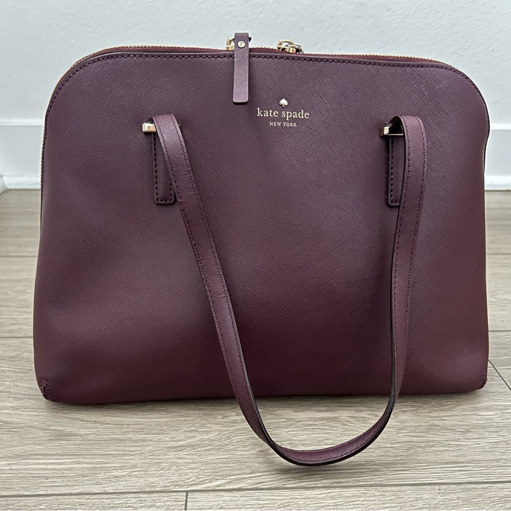 Kate Spade Burgundy Red Shoulder Bag with Structured Design